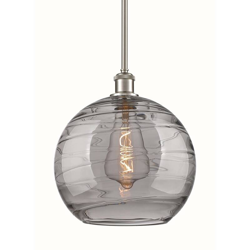 Innovations Lighting 516-1S-14-12 Athens Deco Swirl Pendant Athens - Brushed Satin Nickel / Light Smoke Deco Swirl