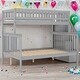 preview thumbnail 2 of 16, Twin over Full Stairway Bunk Bed with Storage, Gray