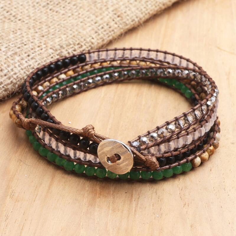 Novica Handmade Earth Song Multi-Gemstone Wrap Bracelet