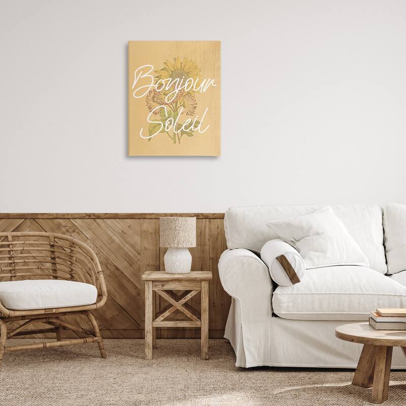 Stupell Hello Sunshine French Phrase Canvas Wall Art Design By Lil' Rue