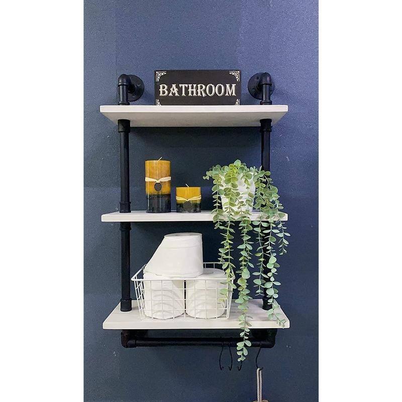 Industrial Pipe Shelves Shelving - 9.85"D x 24"W x 41.3"H - 24 inch 3 tier