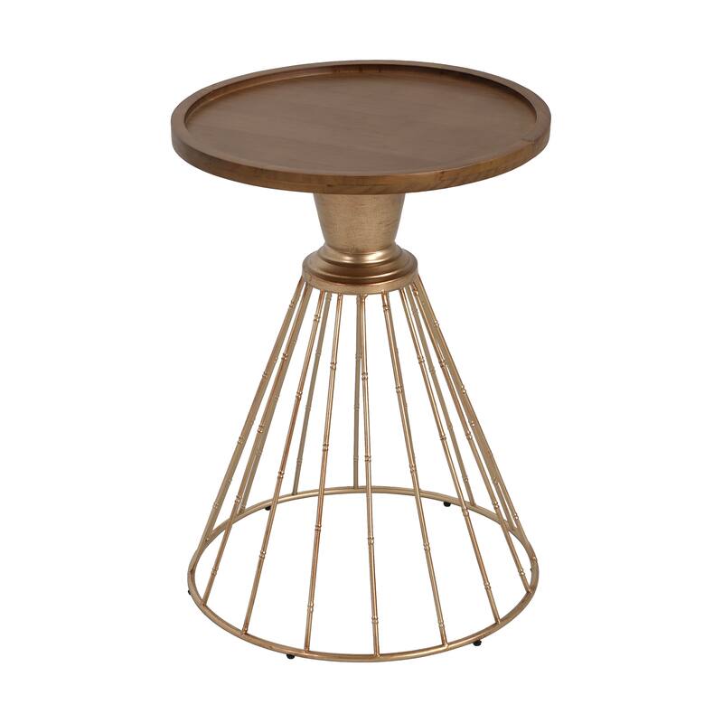 Anmytek Round Accent Side Table Modern Metallic Base Home Decor - 18 in. W X 25 in. L X 18 in. H