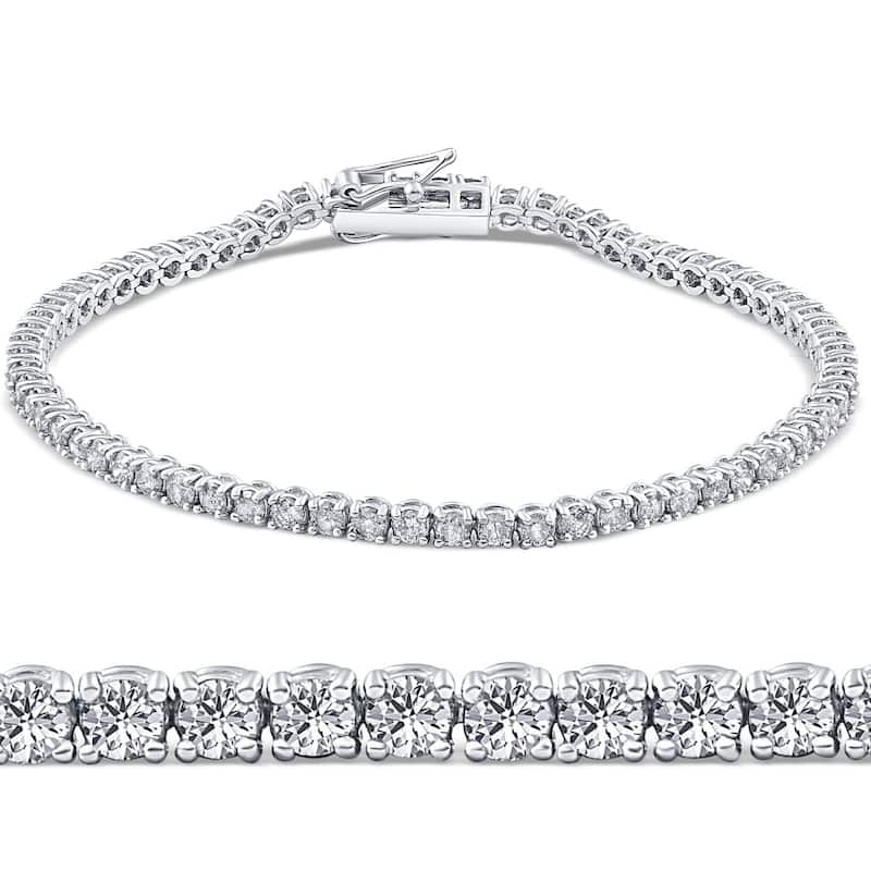 3ct Diamond Tennis Bracelet White Gold Round Brilliant Cut 7 Inches