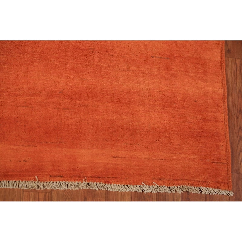 Orange Gabbeh Oriental Area Rug Handmade Wool Carpet - 6'8" x 9'5"