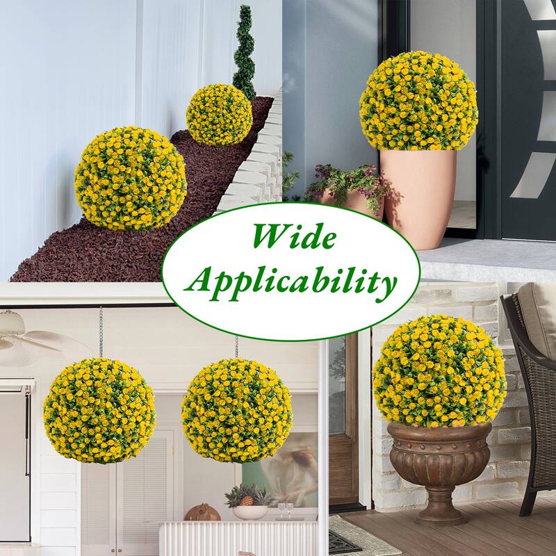 Flower Topiary Ball Decorative Balls 2PCS, Artificial Topiary Balls, for Outdoor Patio Garden and Indoor
