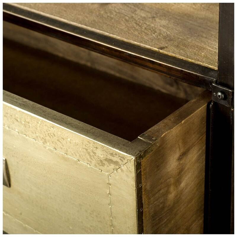 HomeRoots Horizontal Medium Brown Hardwood TV Stand Media Console With 2 Storage - 14.8