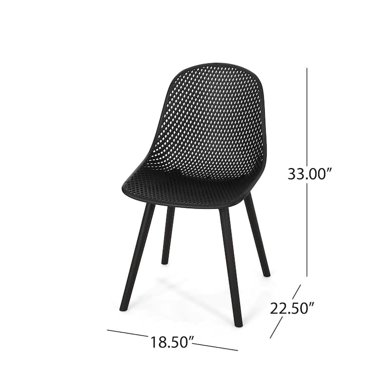 Roomfitters Modern Outdoor Plastic Chairs with Perforated Backrest, Lightweight Patio Seating, Set of 2