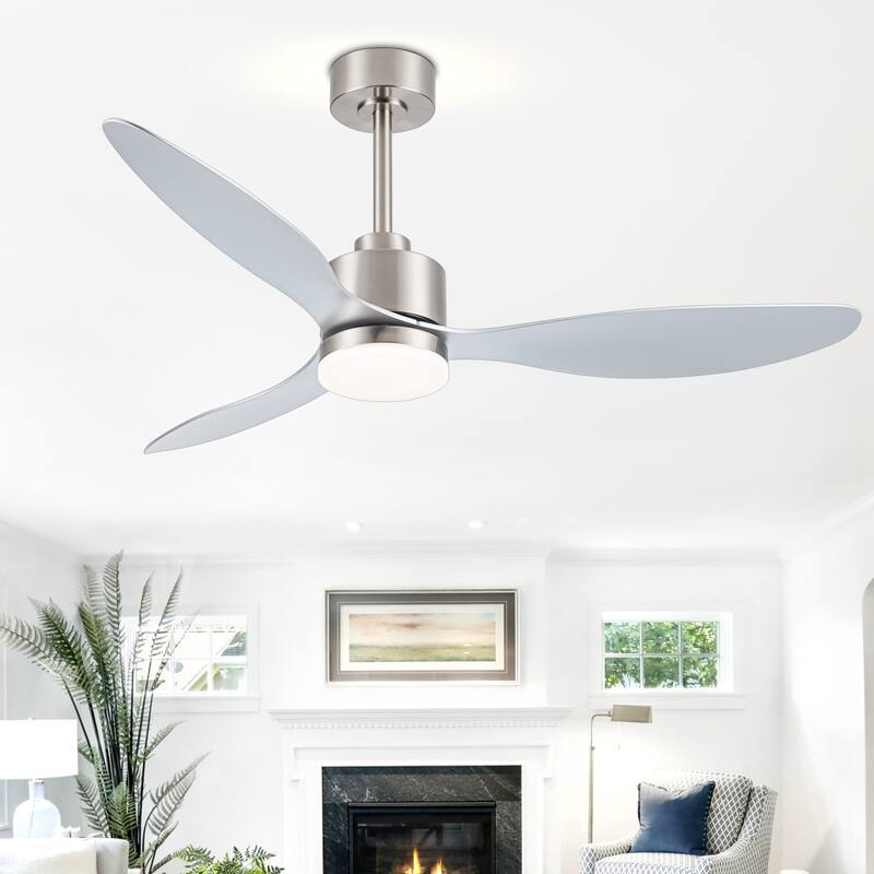 52 Inch Gold LED Ceiling Fan with Lights Remote(3-Blade) - Brushed nickel