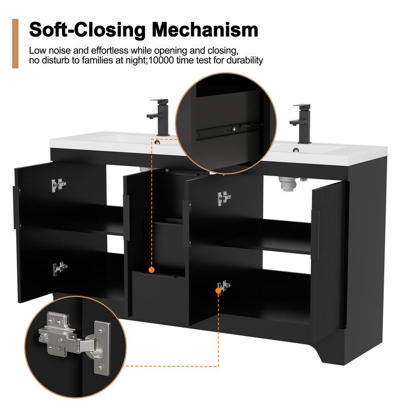 Vertical Stripes Bathroom Vanity Set with Sink Top & Faucet