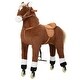 preview thumbnail 1 of 8, Large Plush Rocking Horse with Pedals and Wheels for Ages 5-16, 130 lbs Capacity Brown