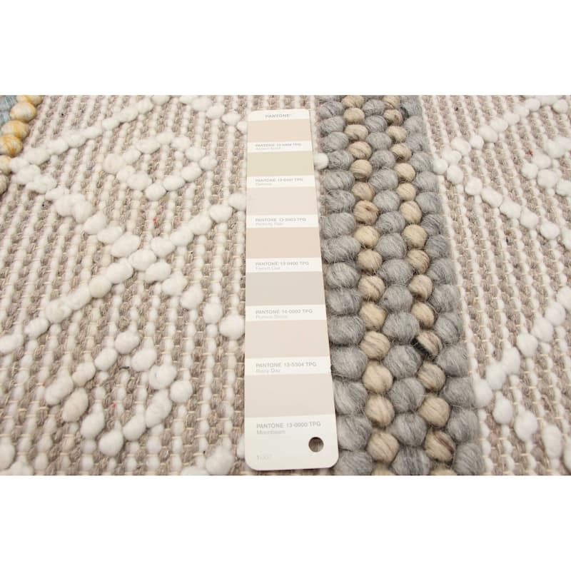 ECARPETGALLERY Braid weave Sienna Khaki Wool Rug - 5'0 x 8'2
