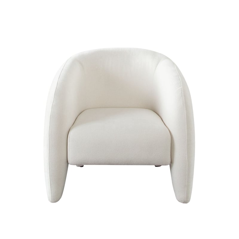 Kiol Accent Chair, 33 Inch, White Padded Polyester Curved Design
