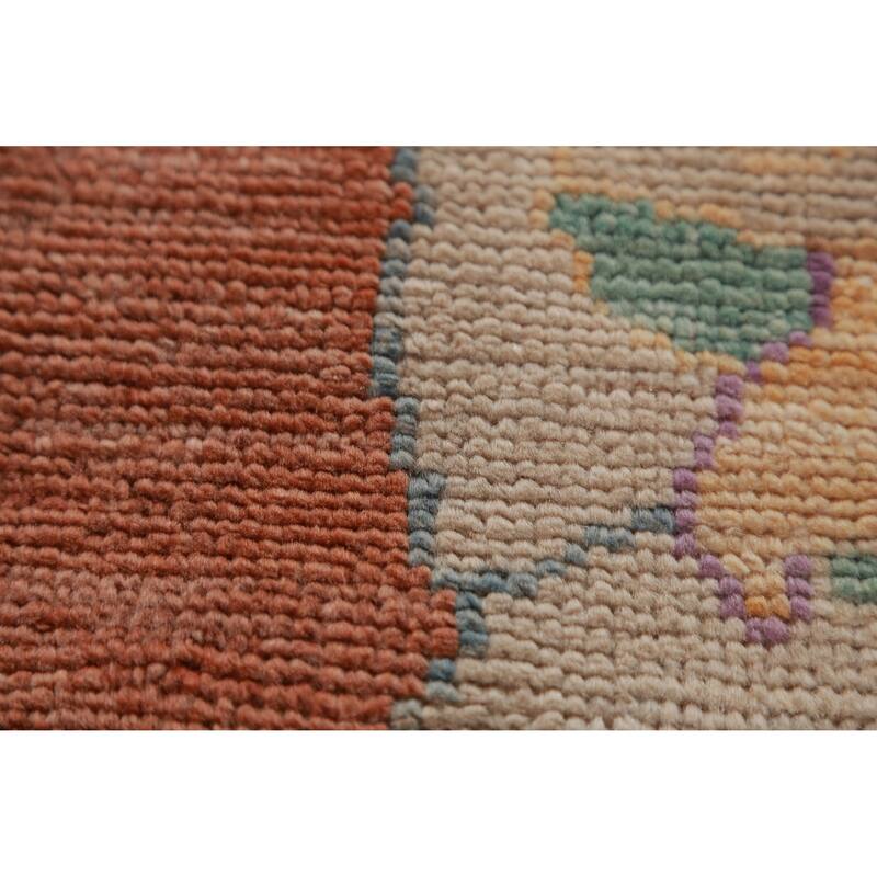 Hand Knotted Oriental 100% Wool Carpet Transitional All-Over Oranges & Rust Oushak Area Rug - 11' 9'' X 9' 4''