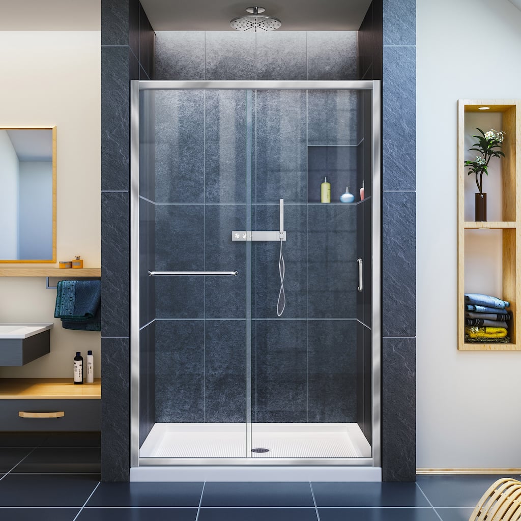DreamLine Infinity-Z 44-48 in. W x 72 in. H Semi-Frameless Sliding Shower Door - 44" - 48" W