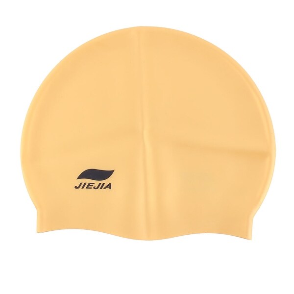 Athletes Silicone Dome Design Elastic Swim Training Cap Hat Swimwear Orange