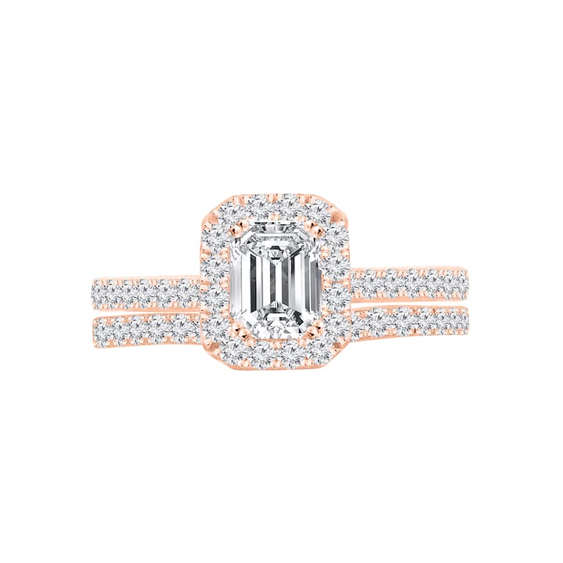 Auriya 1 4/5ctw Emerald-cut Halo Diamond Engagement Ring Set 14k Gold