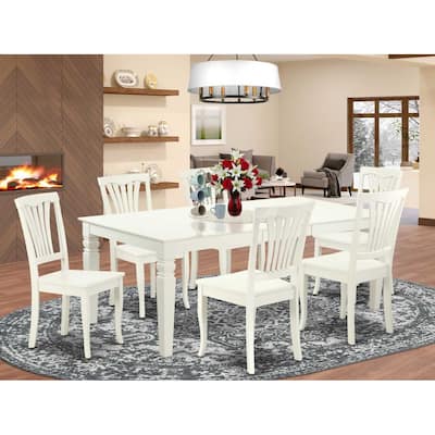 Asian Fusion Dining Set 7Pc Rectangular Table w/ Leaf & 6 Chairs - 66/84 Inch