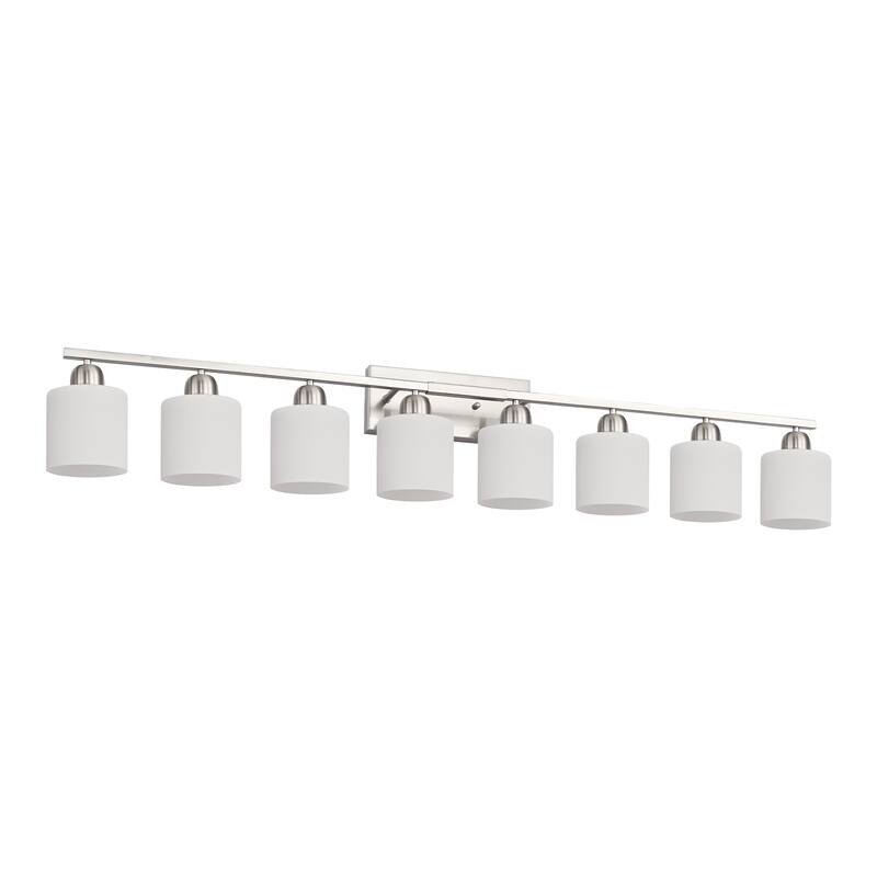 8-Light Bathroom Light Fixtures Over Mirror, 52inch Modern Vanity Lights with Frosted Glass Shade
