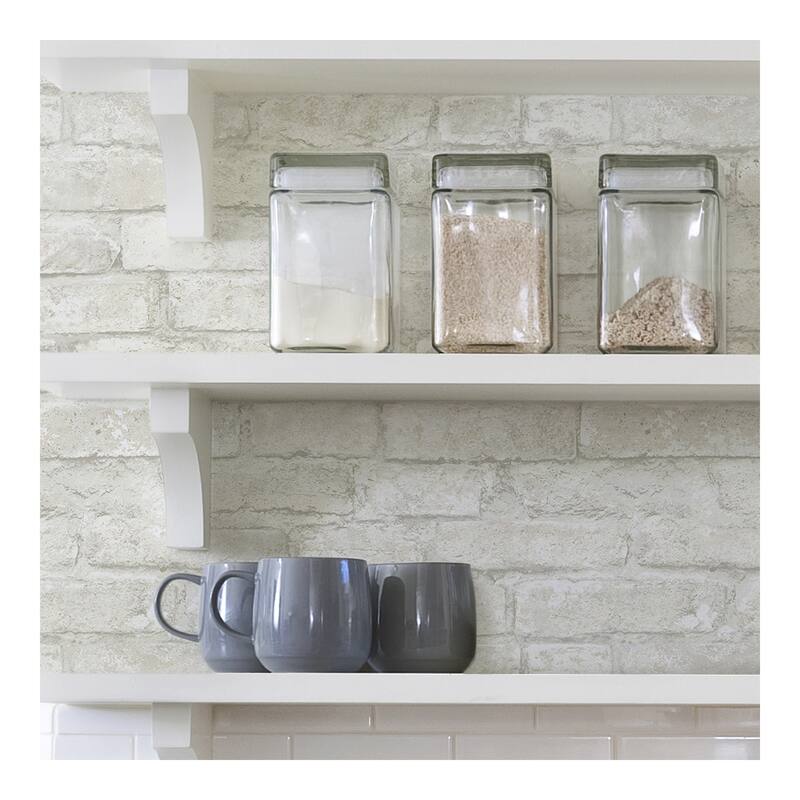 InHome White Denver Brick Peel & Stick Wallpaper - 198in x 20.5in x 0.025in