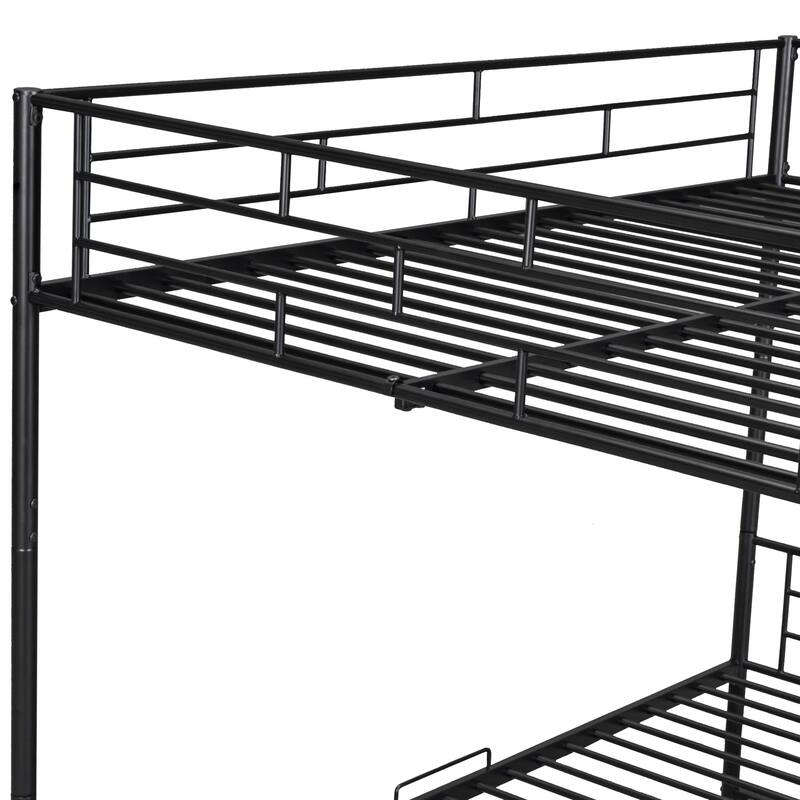 Metal Bunk Bed with Shelf and Guardrails
