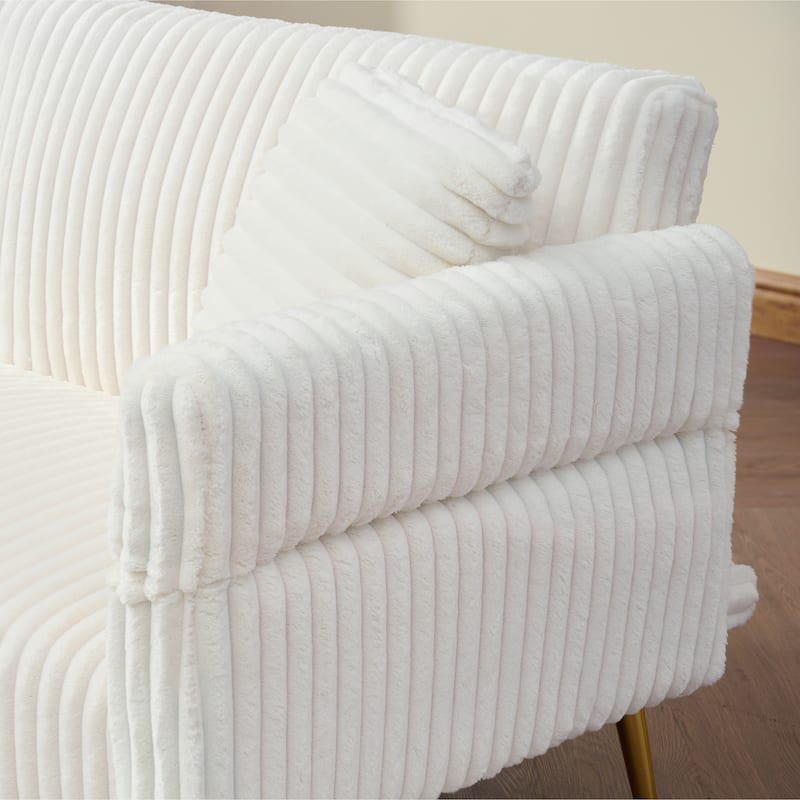 79" Corduroy Foldable Sofa Bed with 3-Position Armrests, High-Resilience Foam, and Metal Legs