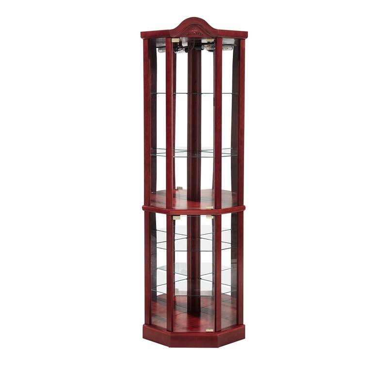 Lighted Corner Display Cabinet with Adjustable Glass Shelves