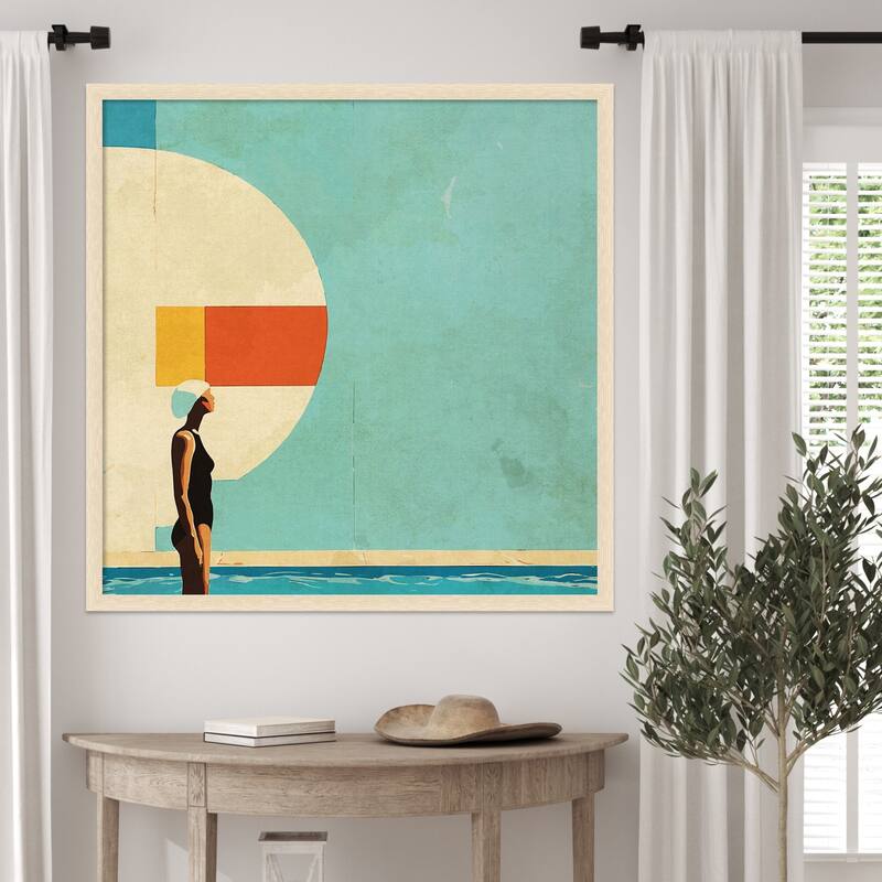 Mid Century Pool by Layla Oz Wood Framed Wall Art Print