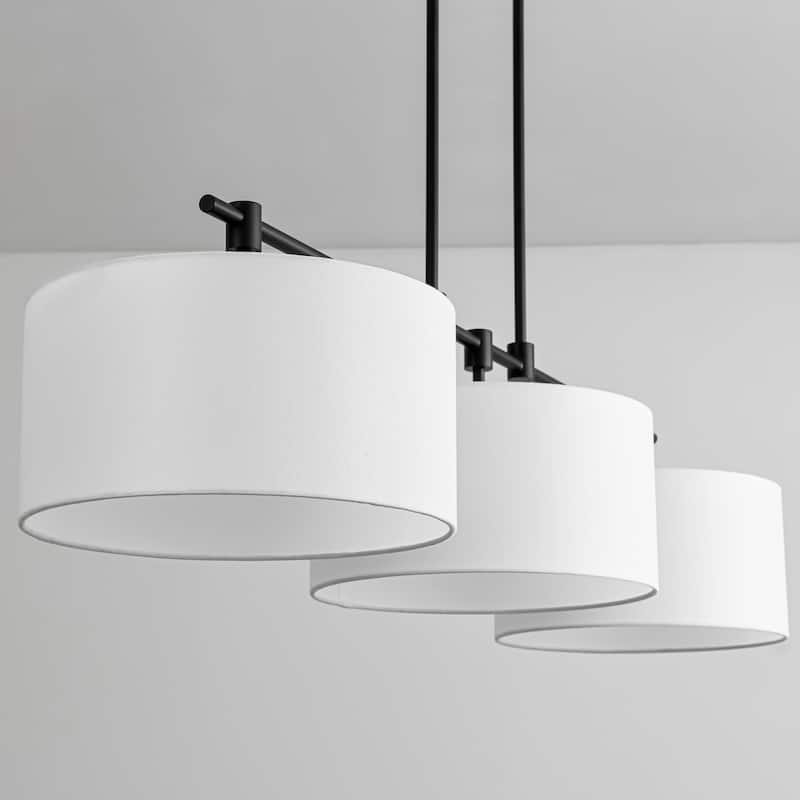 3-Light Modern Linear Drum Fabric Pendant/Kitchen Island Lights for Dining Room