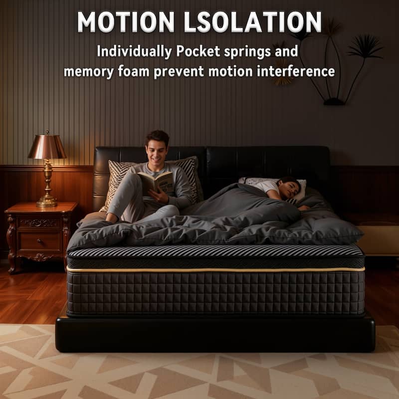 Meyreso 12-inch Hybrid Mattress with Memory Foam Comfort & Individually Wrapped Coils