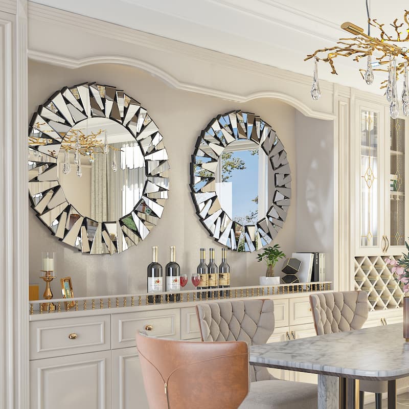 Stillings Sunburst Round Glass Accent Wall Mirror - 32"x32"