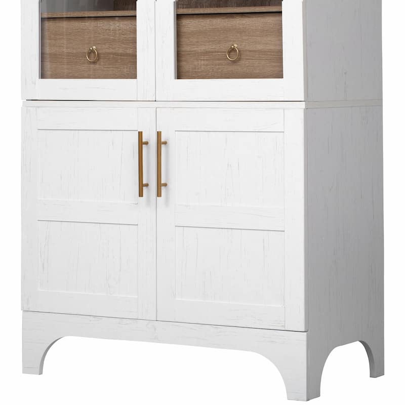 71" Tall Arched Kitchen Pantry Cabinet with Door Shelves