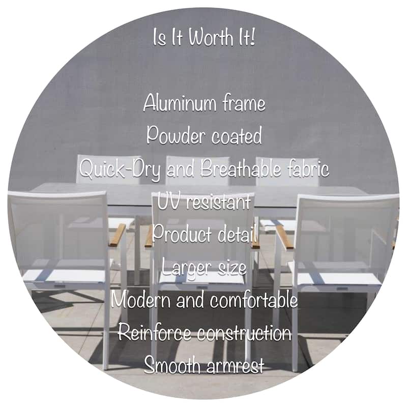 Amanti White 7-Piece Aluminum Outdoor Dining Set with Sling Set in White - N/A