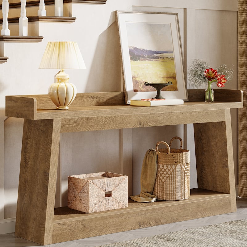 70.87-Inch Extra Long Console Table for Entryway, Sofa Table with Storage Shelf & Anti-Drop Baffle