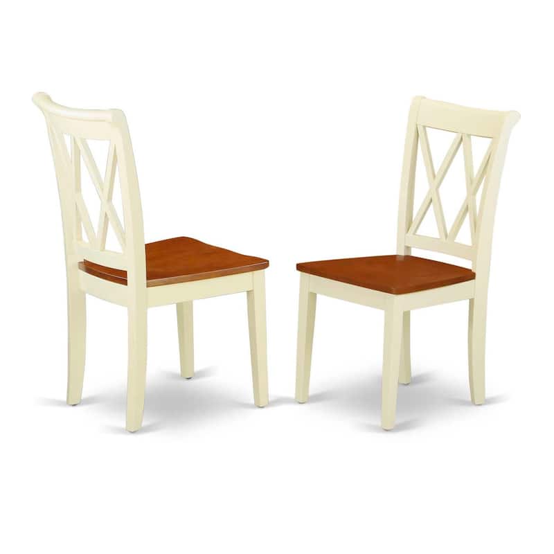 HomeStock 5-Piece Oval Buttermilk & Cherry Finish Solid Wood Top Dining table with 4 Chairs with Cross Back