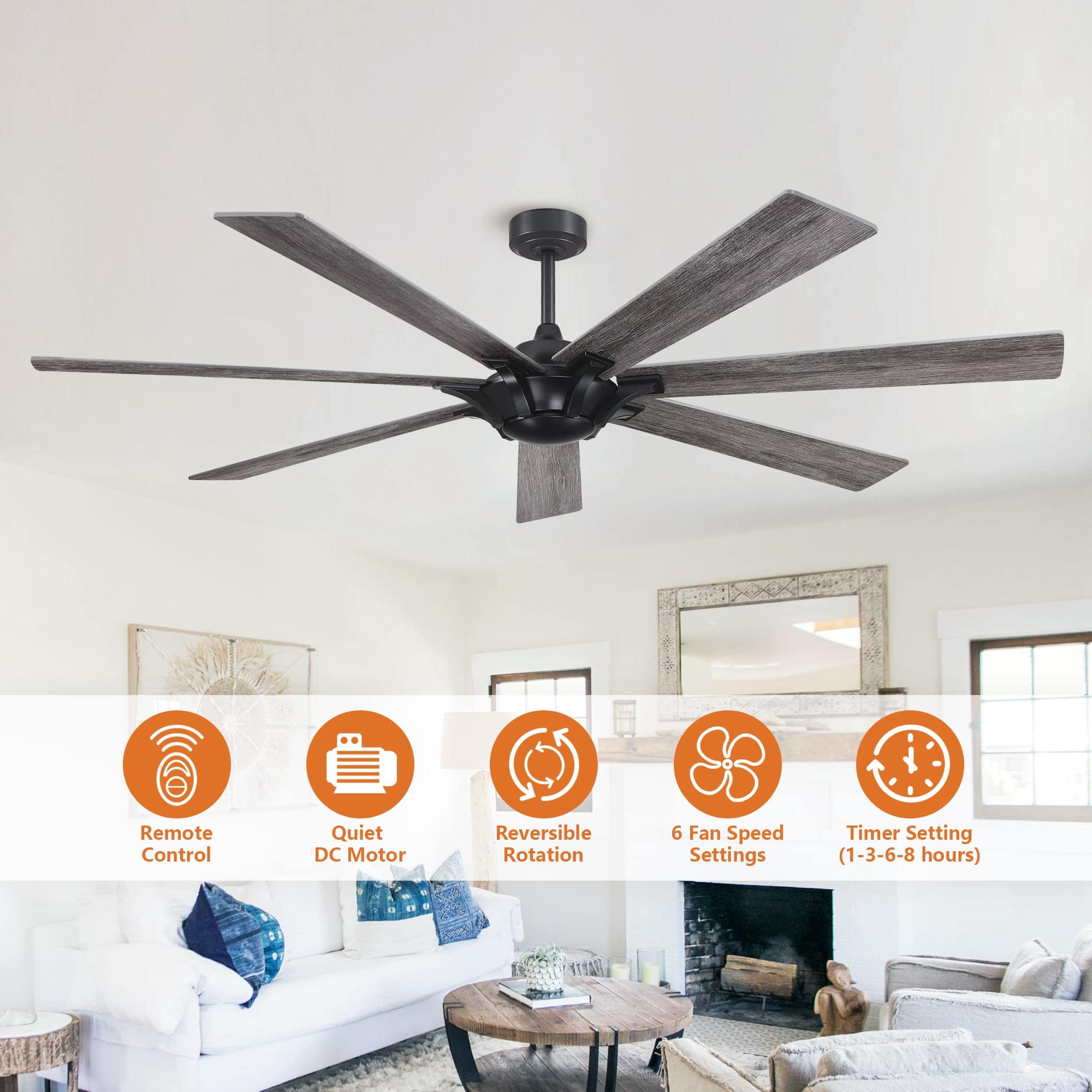 72-inch Farmhouse Reversible 7-Blade Ceiling Fan without Light - On Sale - Bed Bath & Beyond ...