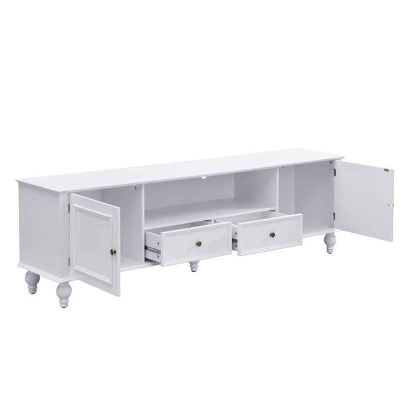 70.9'' Modern TV Stand for TVs up to 80 Inches, Entertainment Center with Open Compartment, TV Storage Cabinet with 2 Drawers