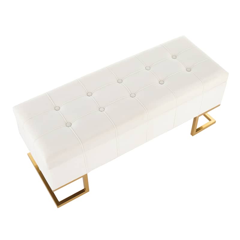 Silver Orchid Crossgar Velvet Storage Bench with Flip-Top Lid