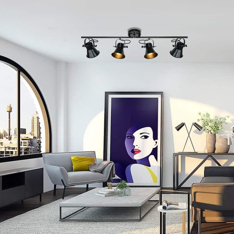 Track Lighting Fixtures Ceiling Track Light with Dimmable Adjustable Head - 4-Light