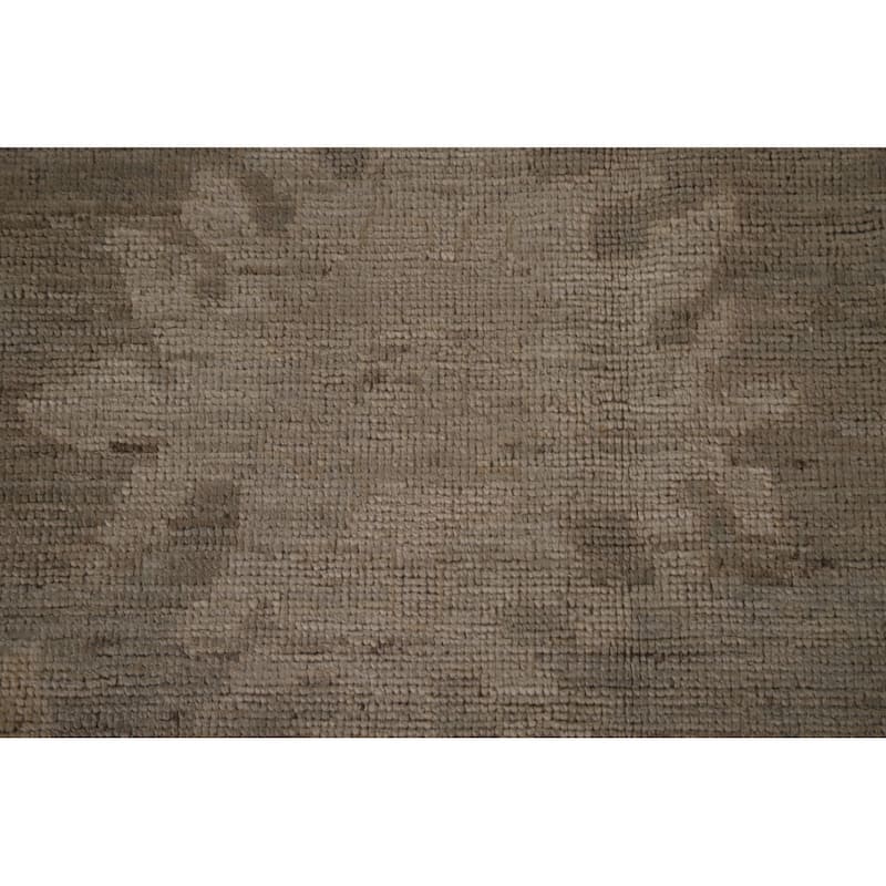 Gray Floral Oushak Turkish Area Rug Hand-knotted Oriental Wool Carpet - 9'1"x 11'10"