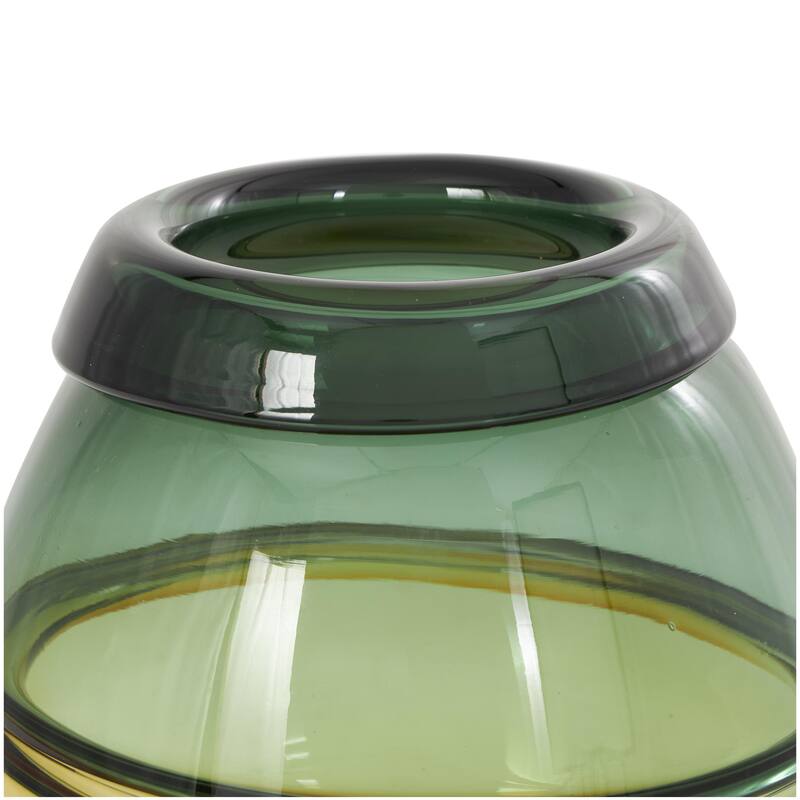 Glass Handmade Ombre Decorative Vase with Yellow Base - Green - Roche River Decor