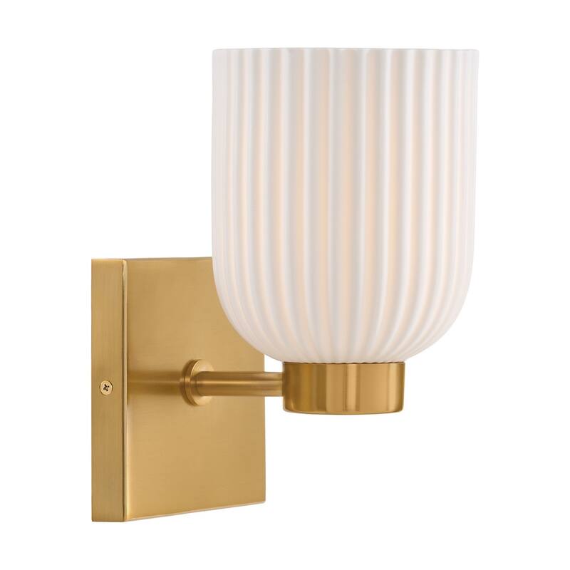 Isla Blanca 1-Light Wall Sconce in Warm Brass by Breegan Jane