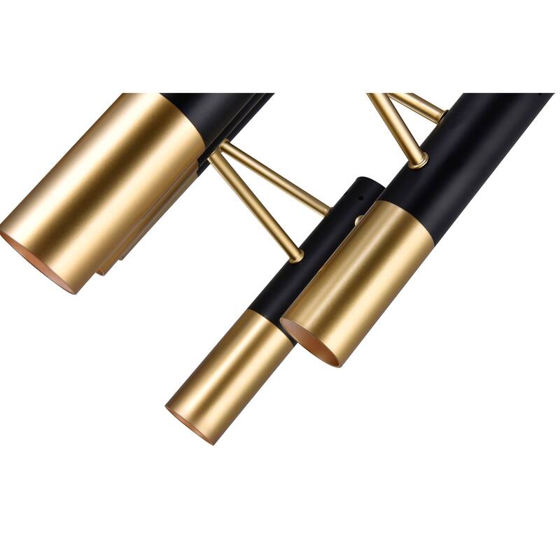 Anem 7 Light Matte Black & Satin Gold Down Chandelier - Matte Black/Satin Gold