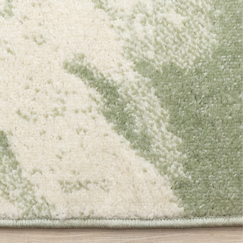 Ellis Collection - Floral Green Cream Area Rug