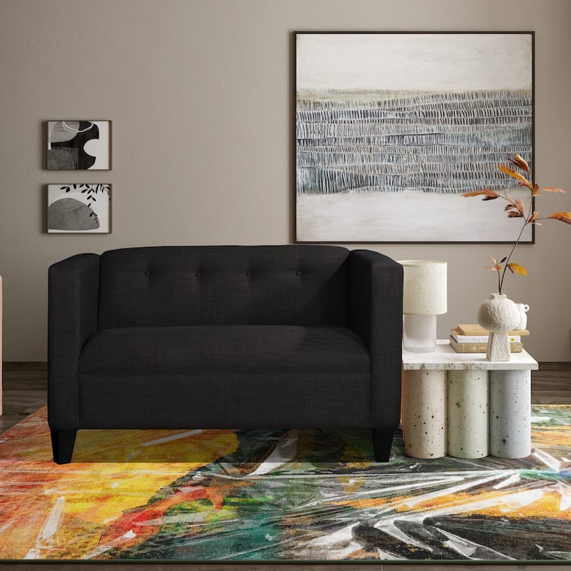 Made in USA Indoor Modern Loveseat - Black - 48*33*28 inches - 48*33*28 inches - Black