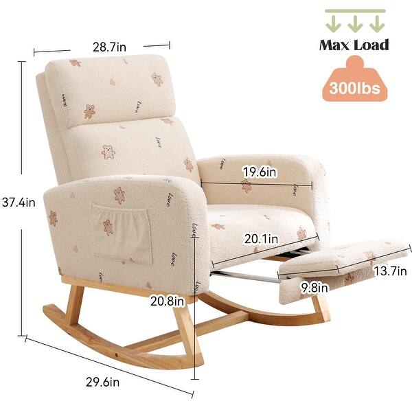 dimension image slide 3 of 15, HOMYKA Rocking Chair for Nursery with Footrest