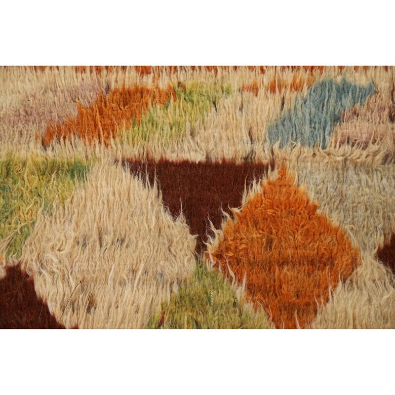 Hand Knotted Oriental 100% Wool Carpet Modern Geometric Oranges & Rust Moroccan Area Rug - 6' 4'' X 5' 2''