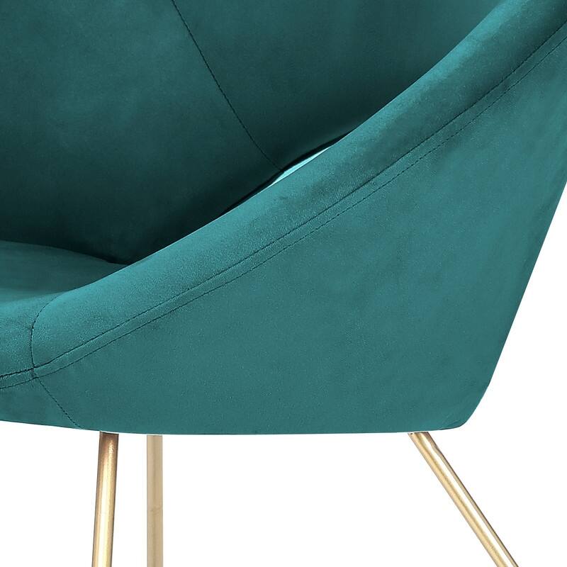 Adeco Accent Chair Modern Velvet Vanity Dining Chair Metal Legs