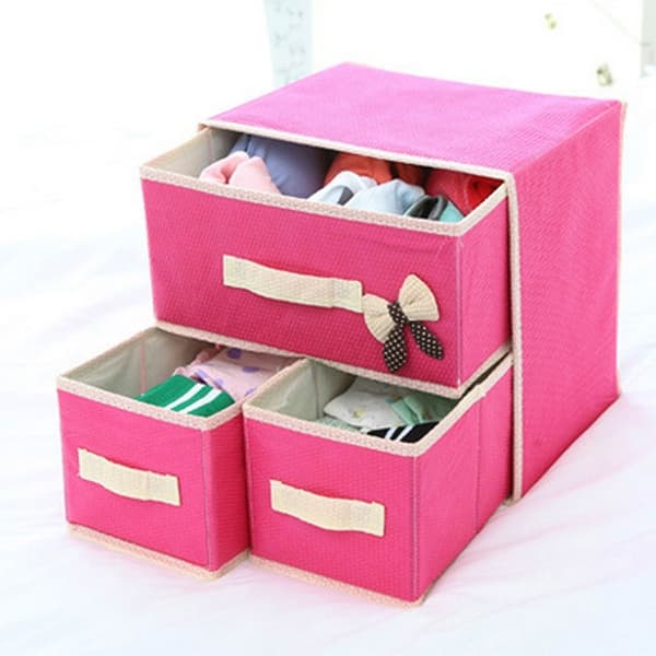 Shop Non Woven Cloth 2 Layers 3 Drawers Bra Underwear Socks
