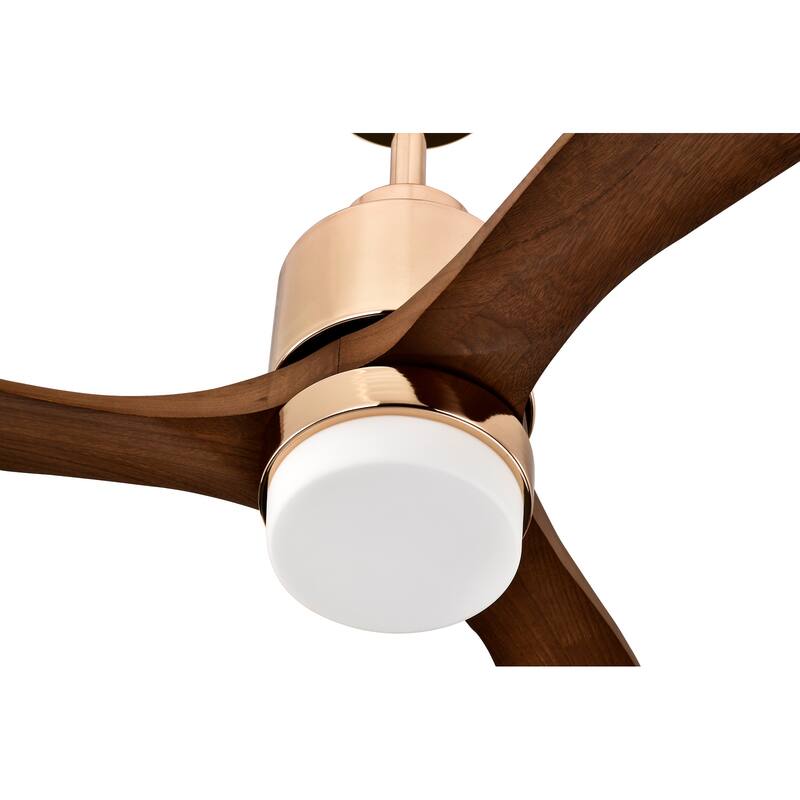 Matte Black/Gold 52 in. Integrated LED Indoor 3-Blade Ceiling Fan with Wood Blades, 6-Speed Remote Control