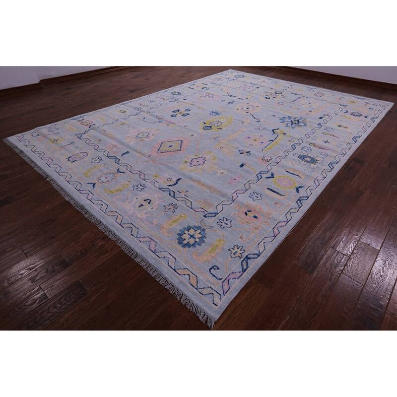 Golden Nile Light Blue Turkish Oushak Hand Knotted Wool Rug - 9' 10" X 13' 11"